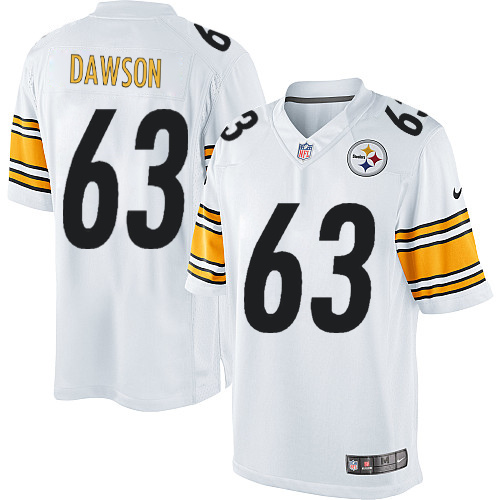 Men's Limited Dermontti Dawson Nike Jersey White Road - #63 NFL Pittsburgh Steelers